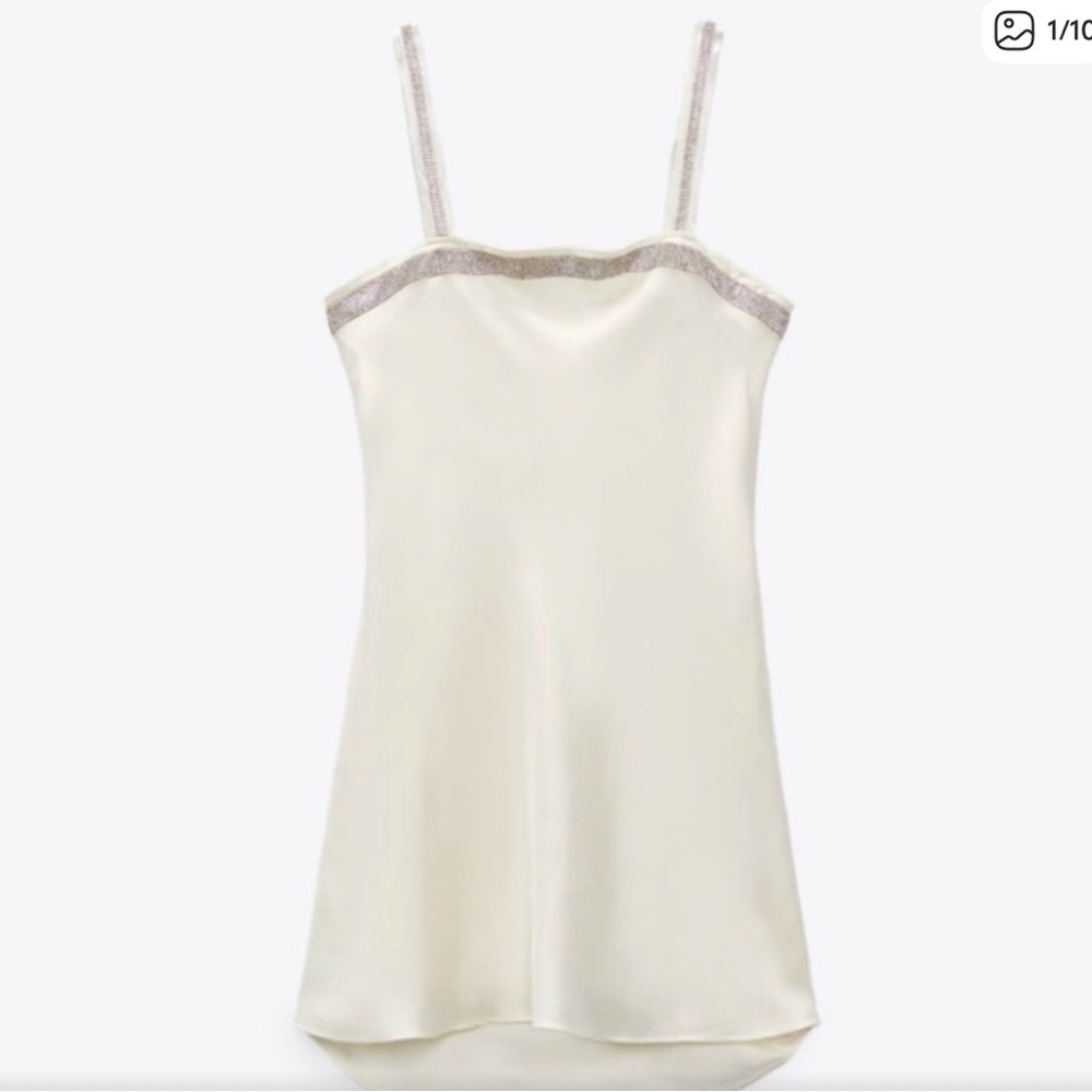 Zara Cream Satin Slip Dress